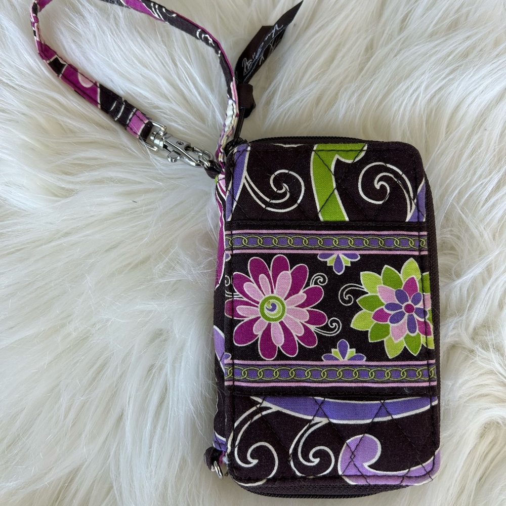 Vera Bradley Floral Writslet Purse Wallet Phone Case Pink Brown Floral Vntg